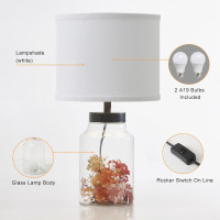 GyroVu Fillable Table Lamp, Bedside Lamp with Clear Glass Fillable Modern Table Lamp with White Lampshade Beside Lamp for Living Room Bedrooms Office Bulbs Included(White)