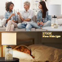 GyroVu Fillable Table Lamp, Bedside Lamp with Clear Glass Fillable Modern Table Lamp with White Lampshade Beside Lamp for Living Room Bedrooms Office Bulbs Included(White)