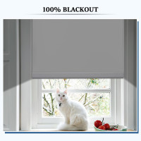 Grandekor Motorized Roller Shade with Remote Control,Motorized Blinds 100% Blackout Electric Shades, Cordless Window Blinds Shades for Bedroom Living Room Office,White,W27 xH72 White 27