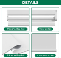 Allesin Motorized Roller Blinds with Remote Control for Windows, Blackout Smart Roller Shade, Battery Powered Electric Smart Blind (White,H72 x W31) White 31