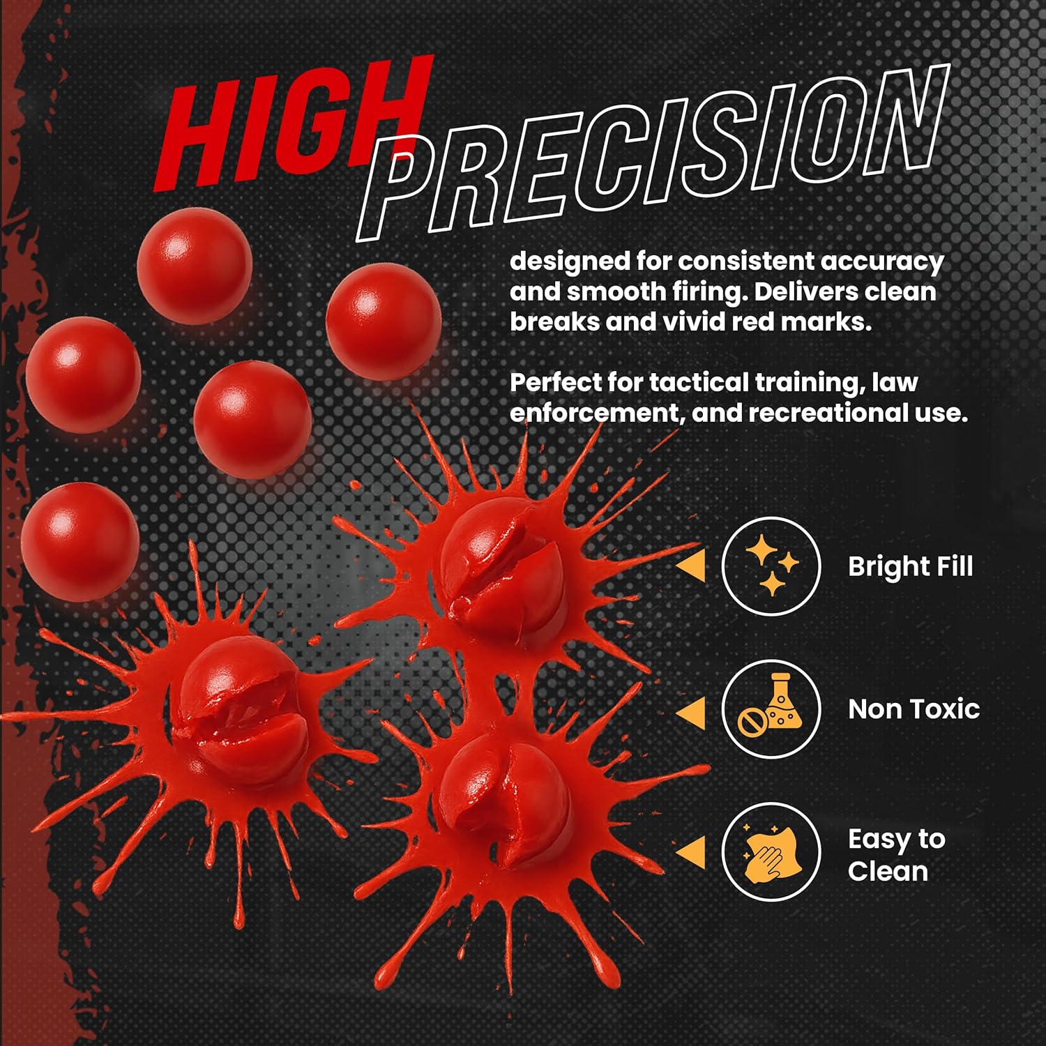 3Skull .43 Caliber Paintballs for Umarex T4E Paintball Pistols Blood Red Fill - .43 Cal Ammo 250