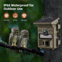 Trail Camera Solar Powered 32MP 1080P Game Camera 0.1s Trigger Time Built-in 4400mAh Battery Hunting Cam with Night Vision Motion Activated IP66 Waterproof Loop Recording for Wildlife Monitoring Brown Green