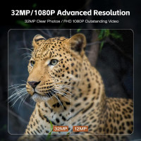 Trail Camera Solar Powered 32MP 1080P Game Camera 0.1s Trigger Time Built-in 4400mAh Battery Hunting Cam with Night Vision Motion Activated IP66 Waterproof Loop Recording for Wildlife Monitoring Brown Green