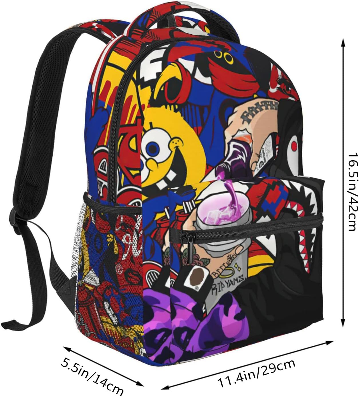 Backpack Shark Teeth Camo Backpacks Travel Laptop Daypack Big Capacity Bookbag Fashion Durable Back Pack for School Boy Girl Men and Women-SuperGraffiti