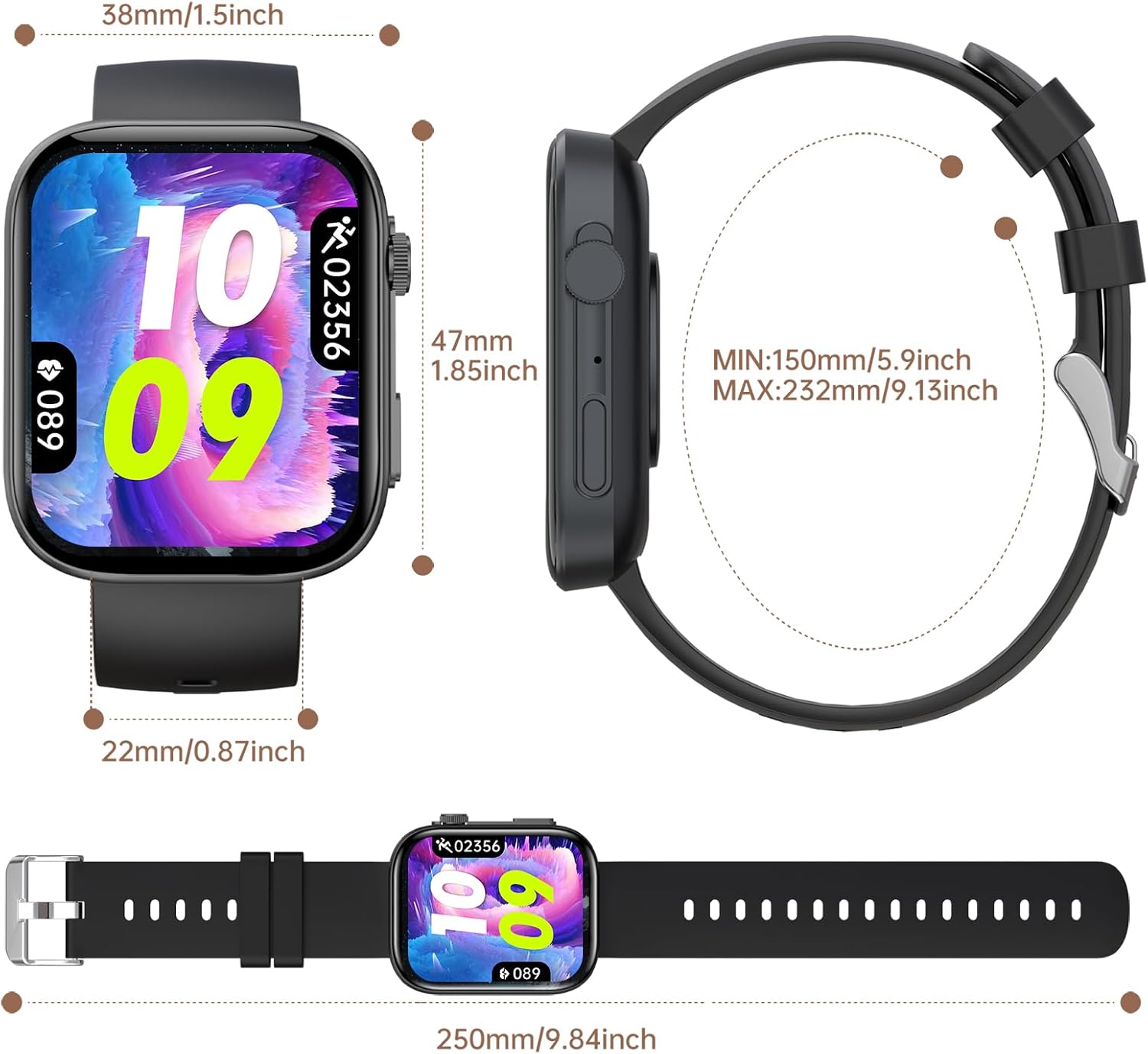 Smart Watches for Men and Women, 2.01