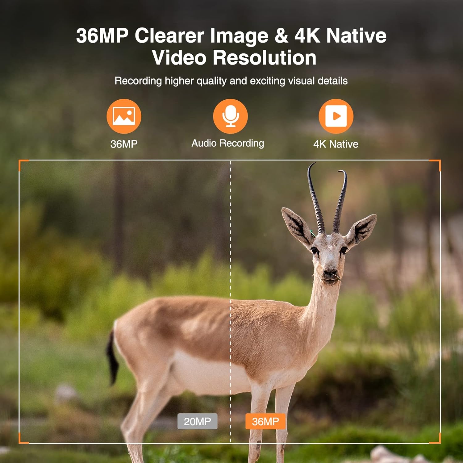 VOOPEAK Solar Trail Camera 4K 30fps, WiFi Bluetooth 36MP Game Camera, 120° Detection Angle Night Vision Motion Activated IP66 Waterproof