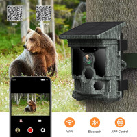 VOOPEAK Solar Trail Camera 4K 30fps, WiFi Bluetooth 36MP Game Camera, 120° Detection Angle Night Vision Motion Activated IP66 Waterproof
