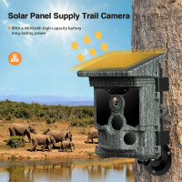 VOOPEAK Solar Trail Camera 4K 30fps, WiFi Bluetooth 36MP Game Camera, 120° Detection Angle Night Vision Motion Activated IP66 Waterproof
