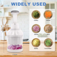 Pαmperεd Chεf Food Chopper, Vegetable Chopper, Onion Chopper, Garlic Chopper, Nuts Chopper - Hand Chopper For Vegetables Salads Onion Ginger Carrot Garlic Fruit, Dishwasher-safe, White, Easy to Clean