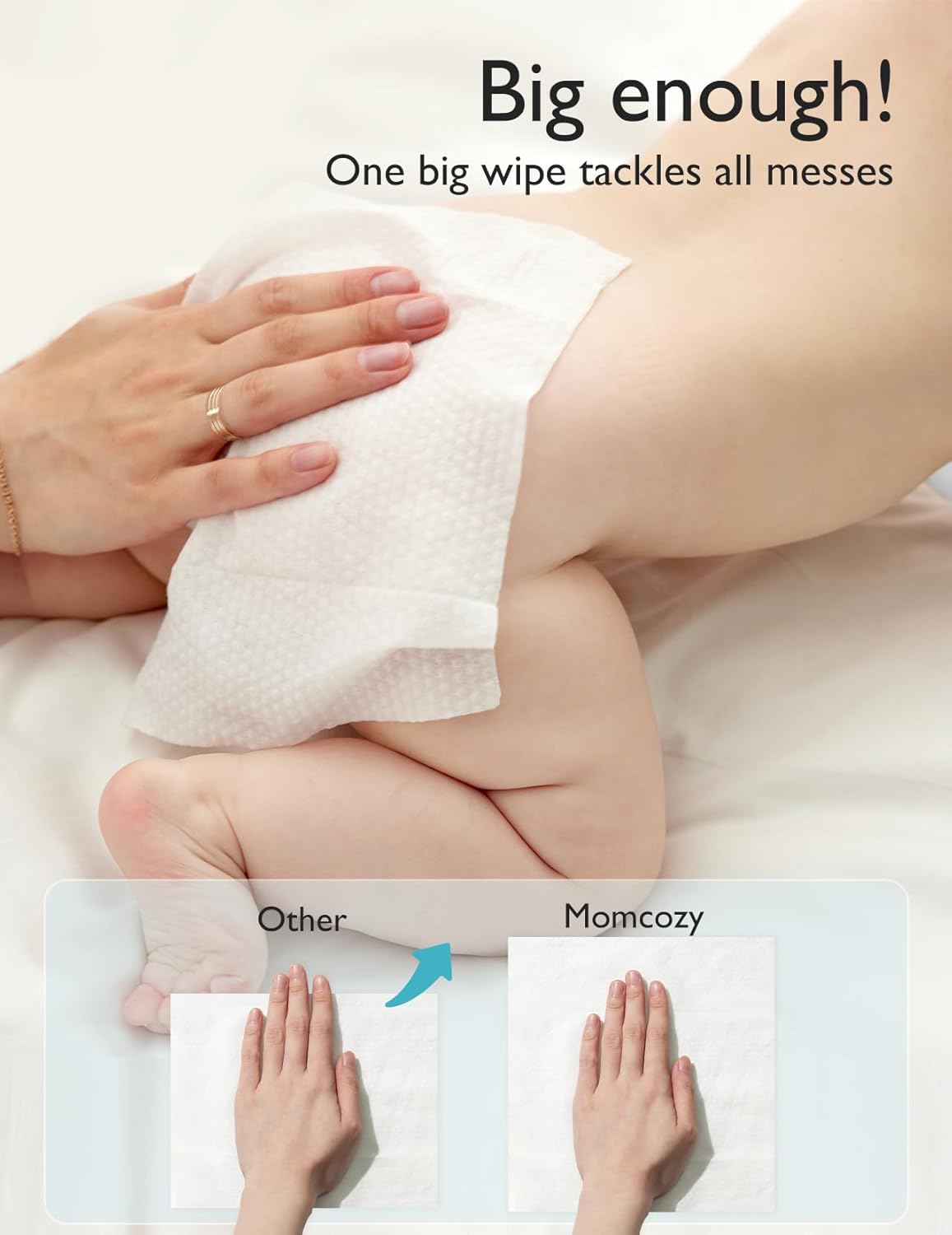 Momcozy Baby Wipes-Extra Large Size Design, 99% Water Based, Unscented & Hypoallergenic, Cleansing & Moisturizing Baby Wipes for Sensitive Skin, 12 Flip-Top Packs (720 Wipes Total) 60 Count (Pack of 12)