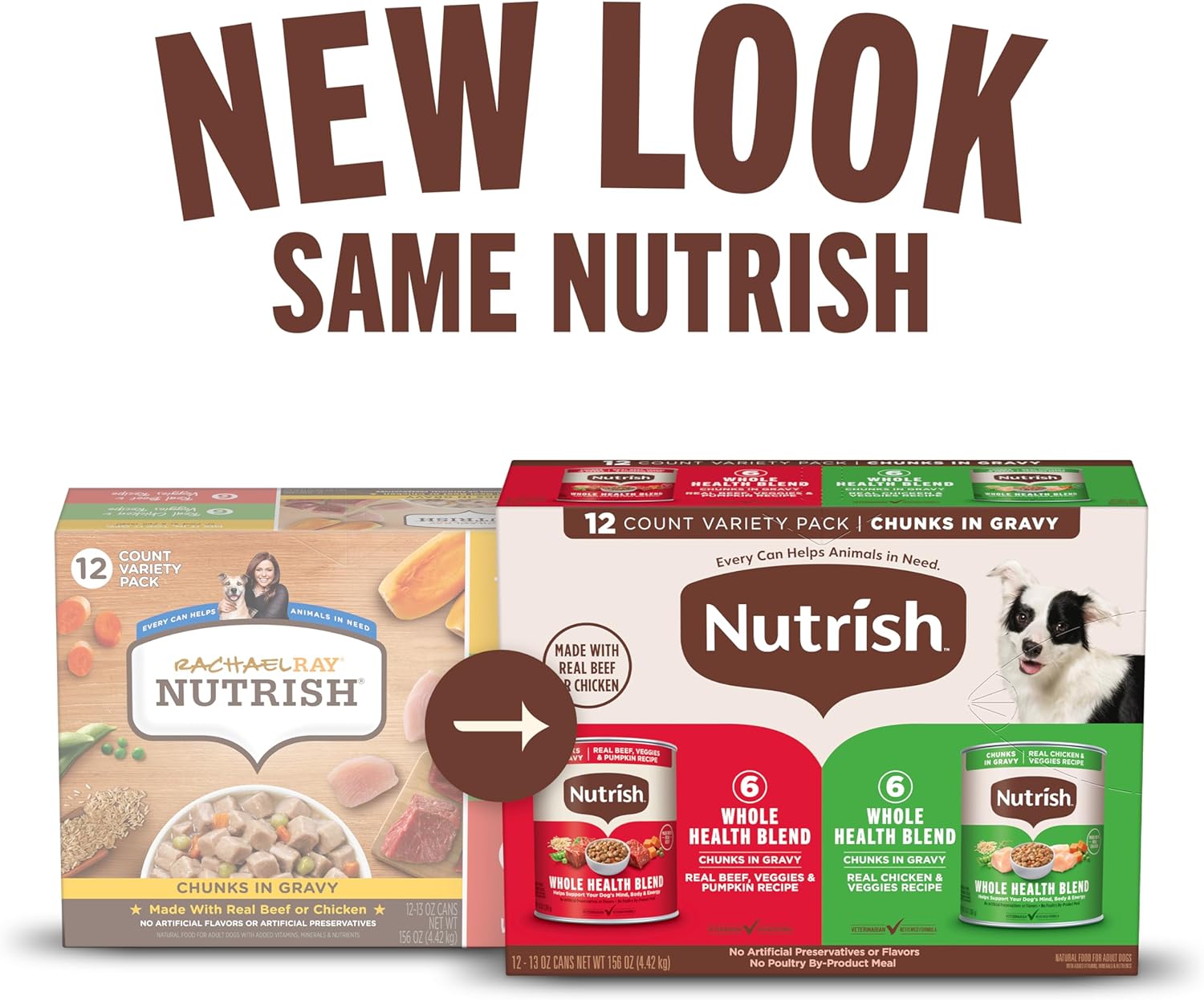 Nutrish Whole Health Blend Chunks in Gravy Variety Pack Wet Dog Food, 13 oz. Can, 12 Count (Rachael Ray) Chunks in Gravy Variety Pack 13 Ounce (Pack of 12)