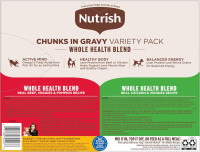 Nutrish Whole Health Blend Chunks in Gravy Variety Pack Wet Dog Food, 13 oz. Can, 12 Count (Rachael Ray) Chunks in Gravy Variety Pack 13 Ounce (Pack of 12)