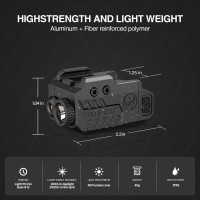 Solofish 500lm Tactical Flashlight Compatible for Compact with Rail, Green/Red/Blue Beam and White LED Combo with Strobe 450lm Green Laser Light Combo Slidable Rail - Green