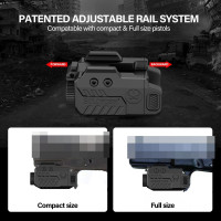 Solofish 500lm Tactical Flashlight Compatible for Compact with Rail, Green/Red/Blue Beam and White LED Combo with Strobe 450lm Green Laser Light Combo Slidable Rail - Green