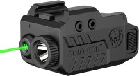 Solofish 500lm Tactical Flashlight Compatible for Compact with Rail, Green/Red/Blue Beam and White LED Combo with Strobe 450lm Green Laser Light Combo Slidable Rail - Green