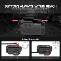 Solofish 500lm Tactical Flashlight Compatible for Compact with Rail, Green/Red/Blue Beam and White LED Combo with Strobe 450lm Green Laser Light Combo Slidable Rail - Green