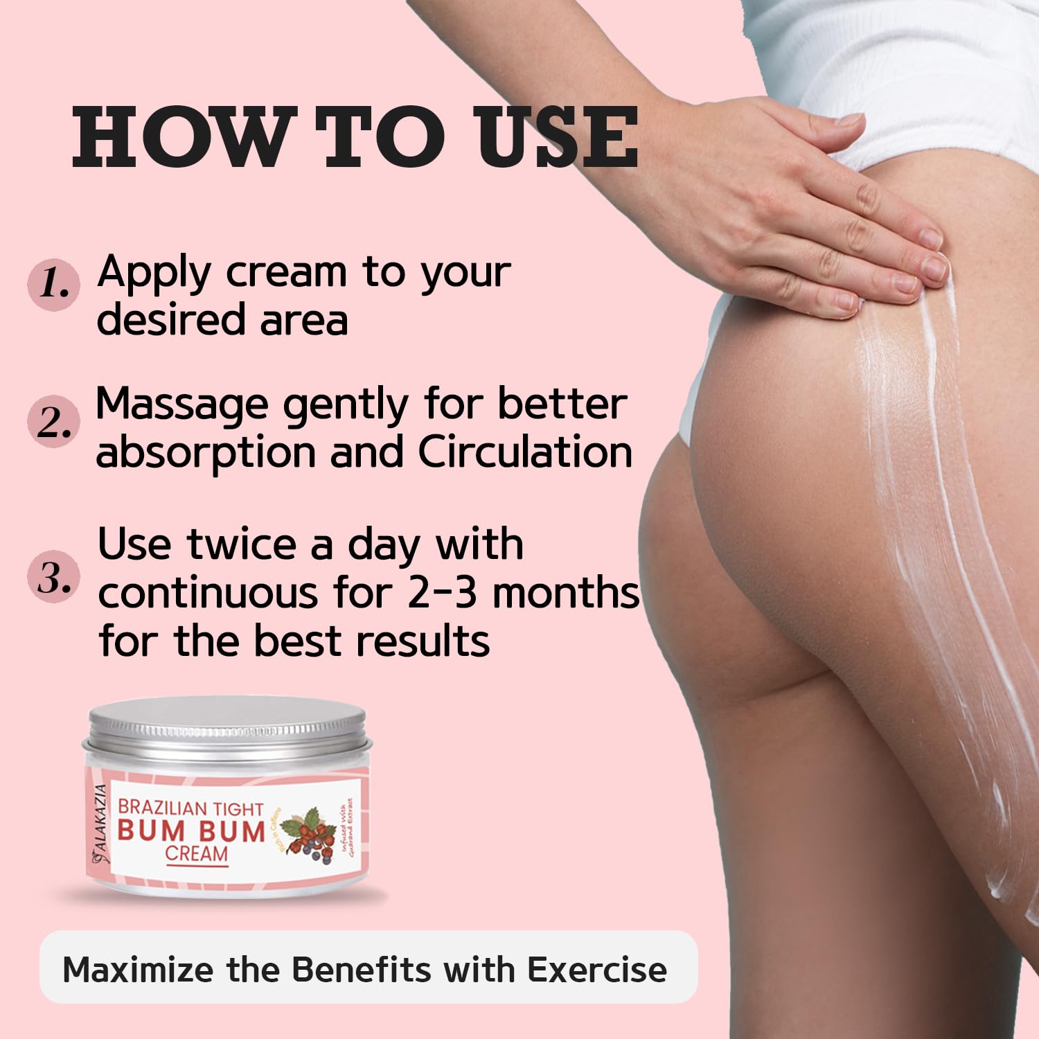 Brazilian Bum Bum Cream, BumBum Cream, Cellulite Cream for Thighs and Butt Fast, Anti Cellulite Cream, Inner Thigh Firming Cream, Brazilian Bum Bum Body Cream, 100ml by Alakazia