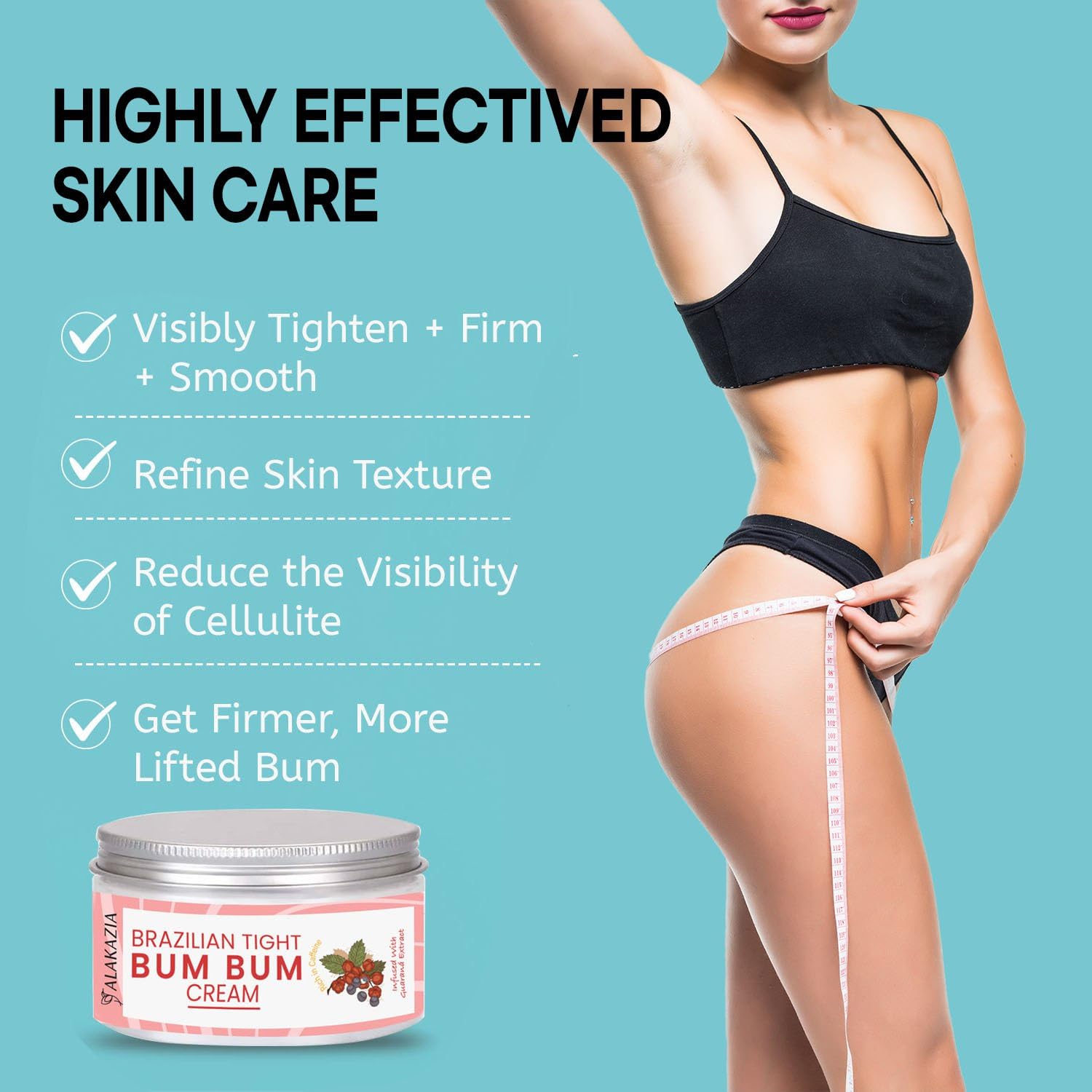 Brazilian Bum Bum Cream, BumBum Cream, Cellulite Cream for Thighs and Butt Fast, Anti Cellulite Cream, Inner Thigh Firming Cream, Brazilian Bum Bum Body Cream, 100ml by Alakazia