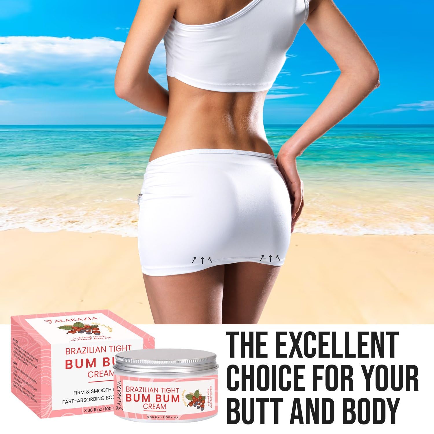 Brazilian Bum Bum Cream, BumBum Cream, Cellulite Cream for Thighs and Butt Fast, Anti Cellulite Cream, Inner Thigh Firming Cream, Brazilian Bum Bum Body Cream, 100ml by Alakazia