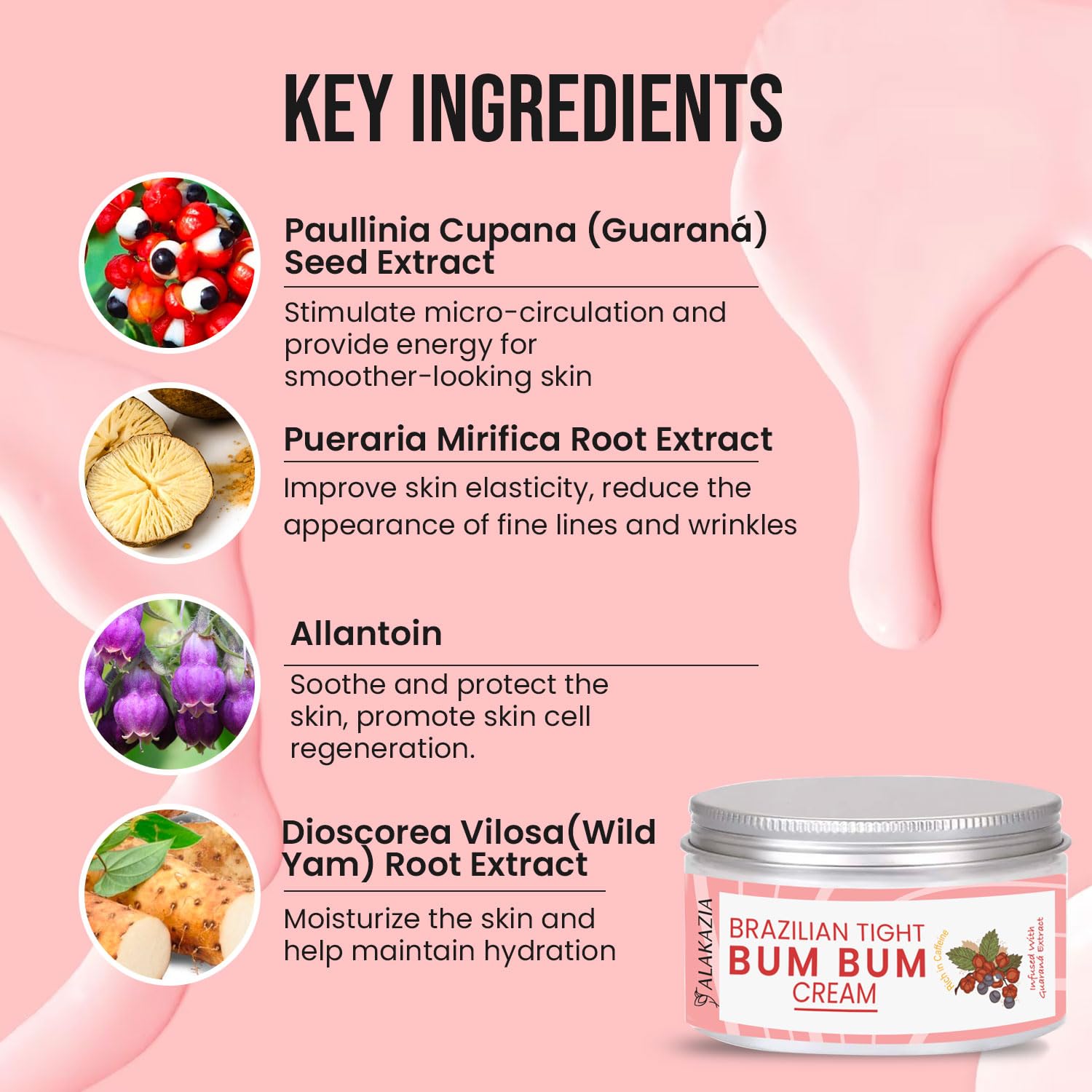 Brazilian Bum Bum Cream, BumBum Cream, Cellulite Cream for Thighs and Butt Fast, Anti Cellulite Cream, Inner Thigh Firming Cream, Brazilian Bum Bum Body Cream, 100ml by Alakazia