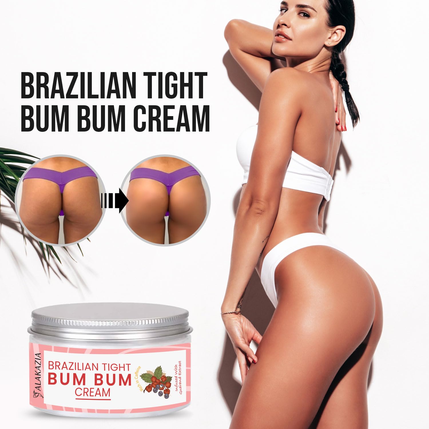 Brazilian Bum Bum Cream, BumBum Cream, Cellulite Cream for Thighs and Butt Fast, Anti Cellulite Cream, Inner Thigh Firming Cream, Brazilian Bum Bum Body Cream, 100ml by Alakazia