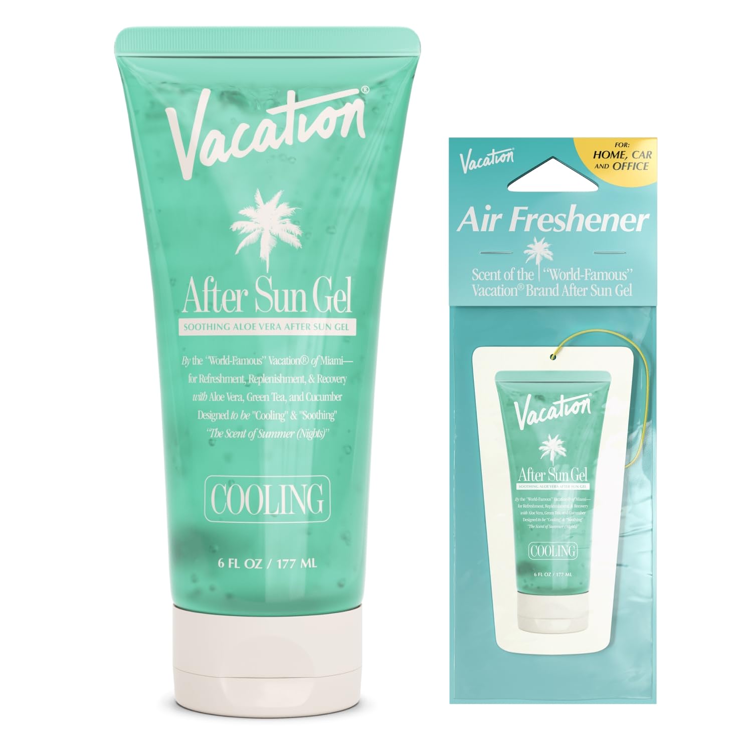 VACATION After Sun Gel & Air Freshener Bundle, Soothing Aloe Vera for Sunburn Relief, Hydrating & Cooling, Non-Sticky Aftersun Care, Alcohol Free, 6 Fl. Oz. 6 Fl Oz (Pack of 1)
