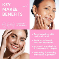 MAREE Face Moisturizer - Collagen Cream for Women - Anti-Wrinkle Retinol Cream with Hyaluronic Acid - Day & Night Cream for Face - Instant Face Lift Cream with Hydrating & Firming Effect - 1.7oz