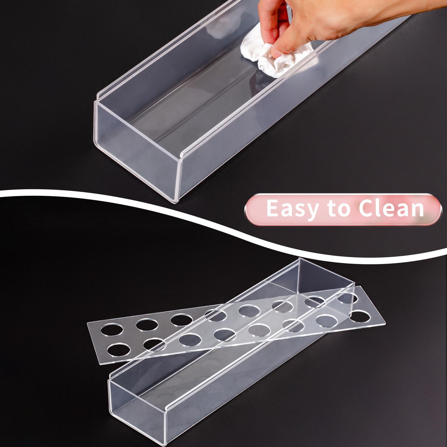 Clear Acrylic Flower Vase Rectangular Floral Centerpiece for Dining Table, 15.7 Inch Long Rectangle Acrylic Vase for Home Wedding Dining Table Decor