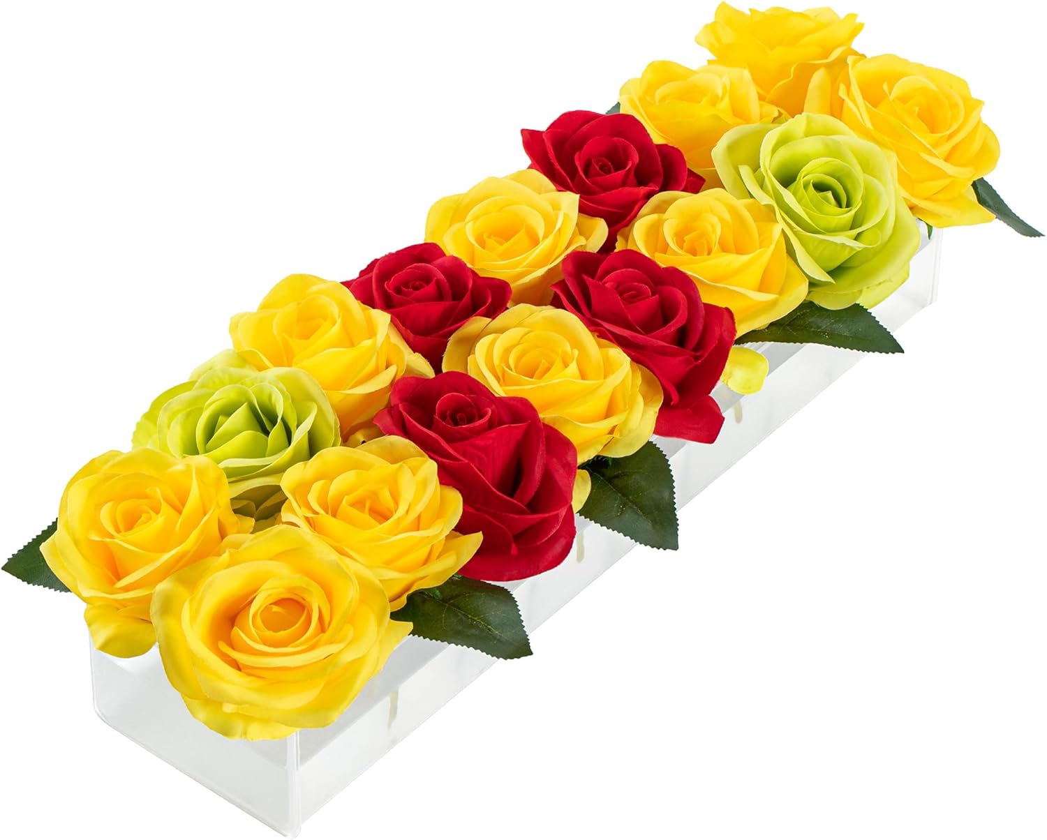 Clear Acrylic Flower Vase Rectangular Floral Centerpiece for Dining Table, 15.7 Inch Long Rectangle Acrylic Vase for Home Wedding Dining Table Decor