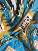 JAWO Aztec Throw Blanket, Native American Indian Western Tribal Navajo Pattern Warm Cozy Bed Couch Blanket, Southwestern Print Fleece Flannel Throws and Blankets Livingroom Bedroom Decor Teal 50X60