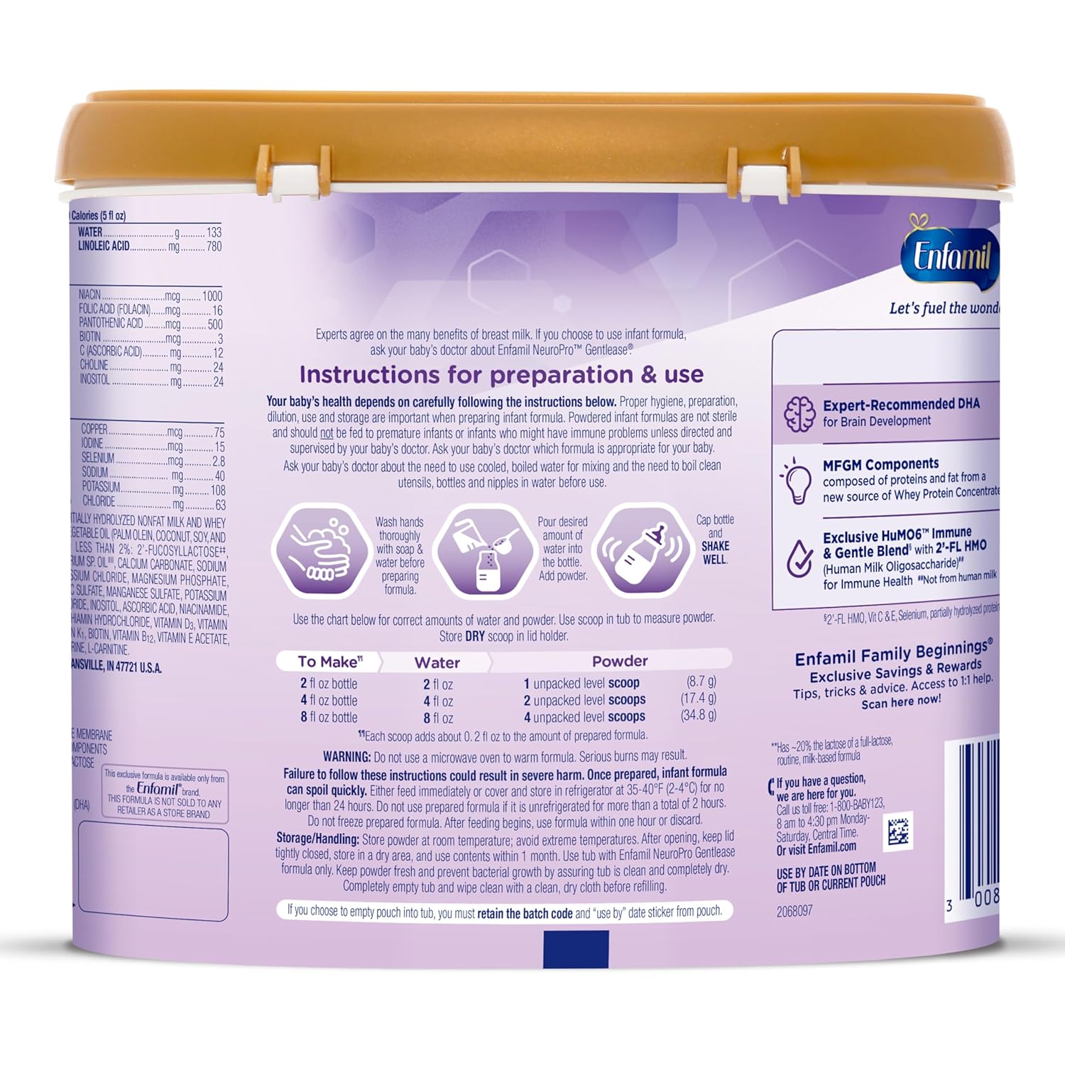 Enfamil NeuroPro Gentlease Baby Formula, Brain Building DHA, HuMO6 Immune Blend, Designed to Reduce Fussiness, Crying, Gas & Spit-up in 24 Hrs, Baby Milk, 19.5 Oz, Pack of 4 19.5 Ounce (Pack of 4)