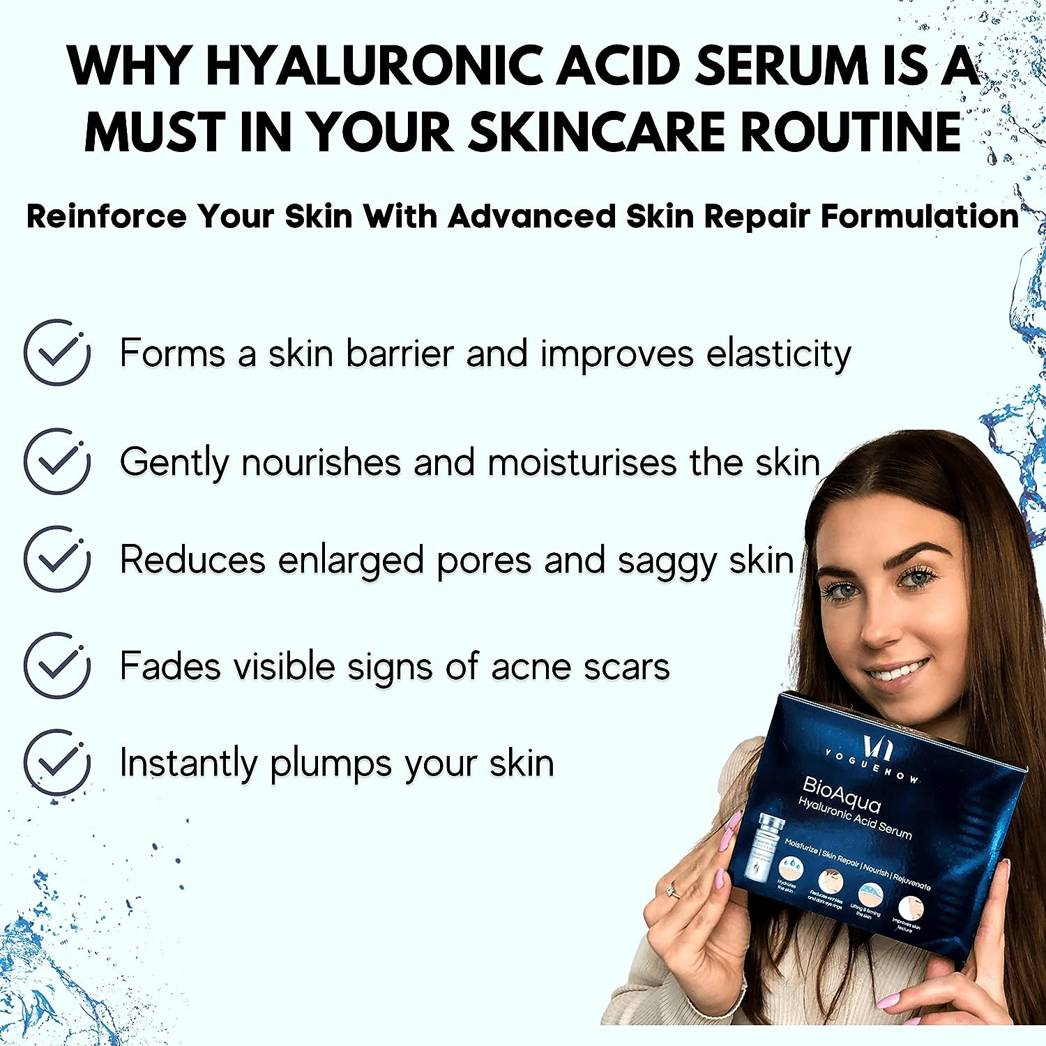 Hyaluronic Acid Serum Ampoules Pack (10pc) - Boosts Light Therapy Results - Anti Wrinkle and Anti Aging Serum - Moisturizing and Hydrating Facial Serum. Light therapy Hyaluronic Acid Serum