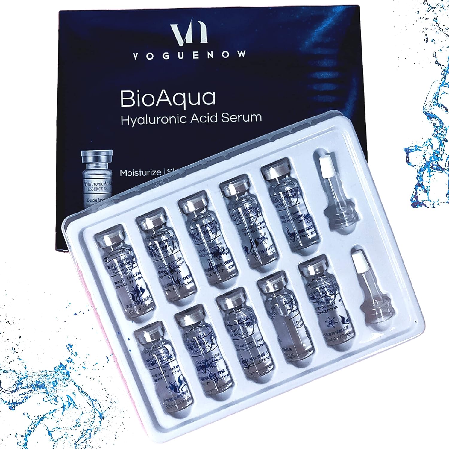 Hyaluronic Acid Serum Ampoules Pack (10pc) - Boosts Light Therapy Results - Anti Wrinkle and Anti Aging Serum - Moisturizing and Hydrating Facial Serum. Light therapy Hyaluronic Acid Serum