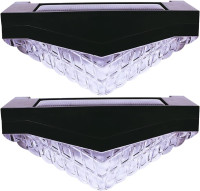 NOVOCE 2pcs Solar Deck Lights Diamond Fence Light Outdoor Post Cap Garden Wall-Mounted Lamp Stair Step Led Brightness Yard Patio Decorative Bubbles Lantern for Home Black