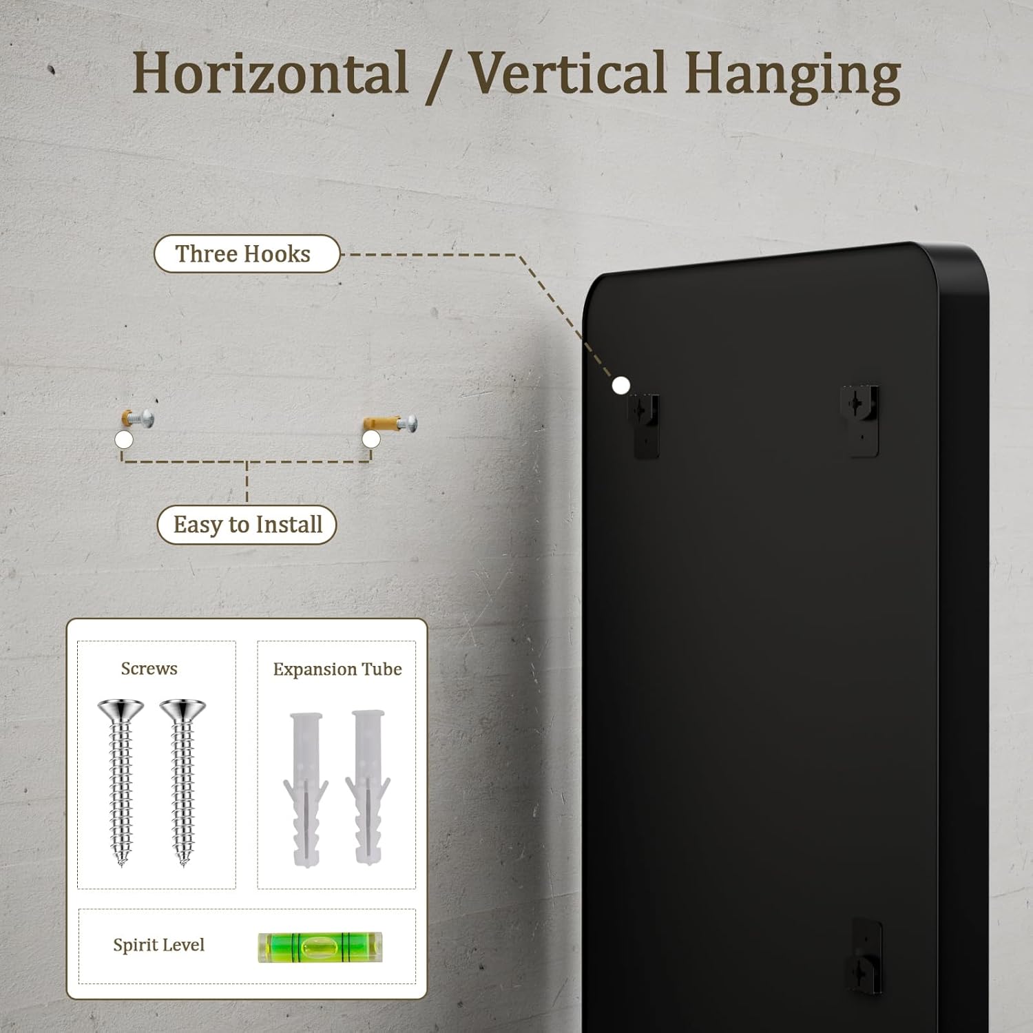 VooBang Bathroom Mirror 24x32 inch, Black Gorgeous Deep Frame Wall Mirror, Modern Round Corner Bathroom Vanity Mirror for Bedroom, Living Room, Hanging or Leaning Horizontal or Vertical, Black Black 32