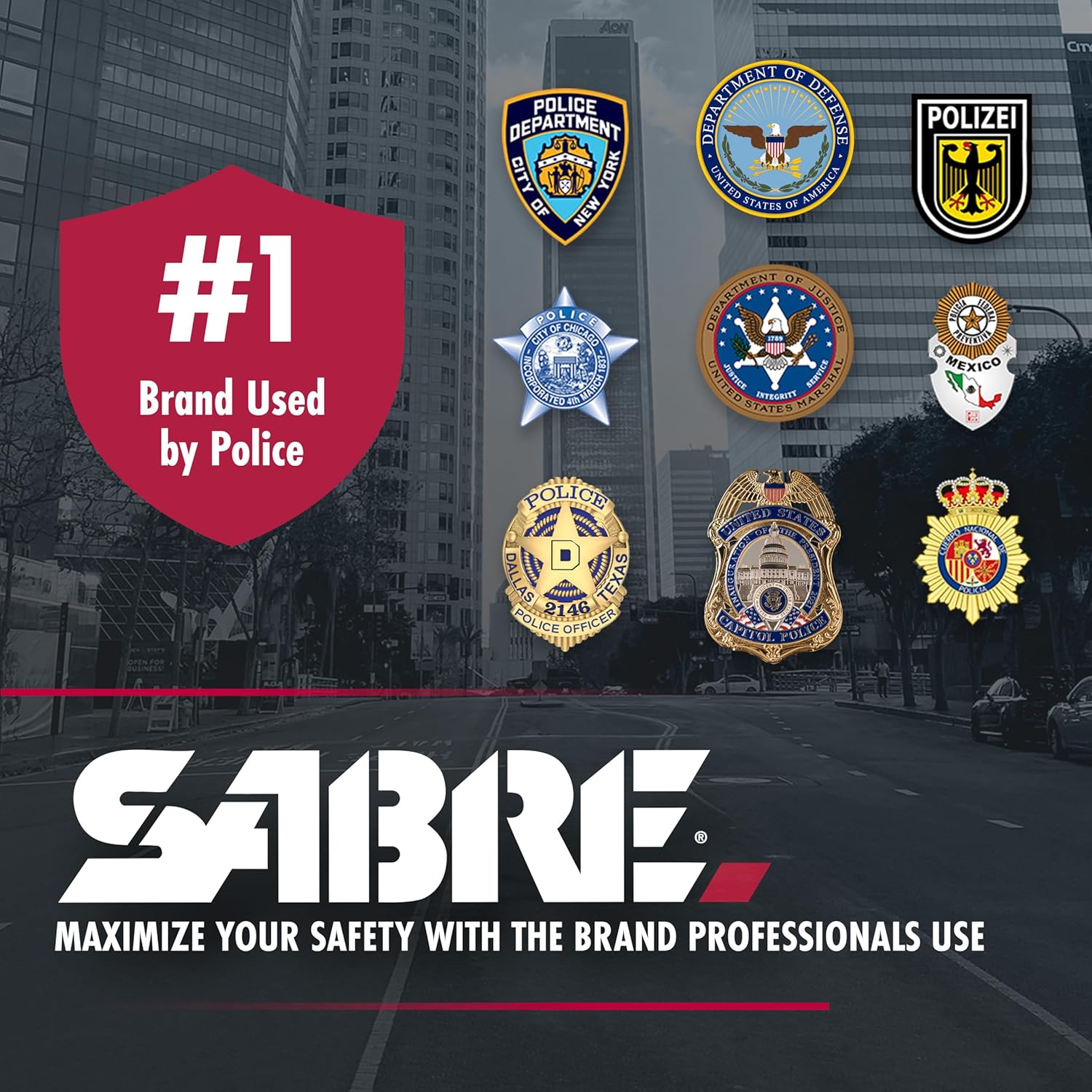 SABRE RED Compact Pepper Spray, Max Police Strength OC Spray with UV Dye, Compact Belt Clip For Easy Carry & Fast Access, Protect Against Multiple Threats, 0.67 fl oz, Secure & Easy to Use Safety Black, 2-Pack Spray
