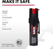 SABRE RED Compact Pepper Spray, Max Police Strength OC Spray with UV Dye, Compact Belt Clip For Easy Carry & Fast Access, Protect Against Multiple Threats, 0.67 fl oz, Secure & Easy to Use Safety Black, 2-Pack Spray