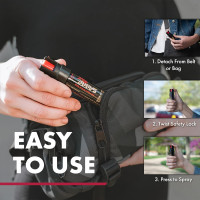 SABRE RED Compact Pepper Spray, Max Police Strength OC Spray with UV Dye, Compact Belt Clip For Easy Carry & Fast Access, Protect Against Multiple Threats, 0.67 fl oz, Secure & Easy to Use Safety Black, 2-Pack Spray