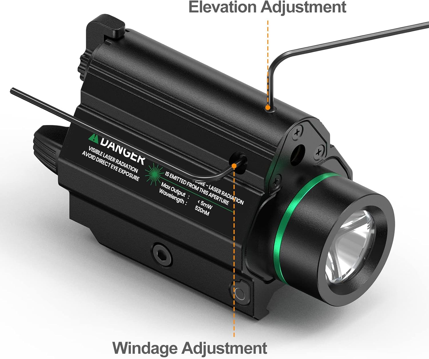 Feyachi LF-68 Green Laser Weapon Light 1000 Lumen LED Flashlight Combo with Picatinny Rail Mount for Pistol Rifle Rechargeable