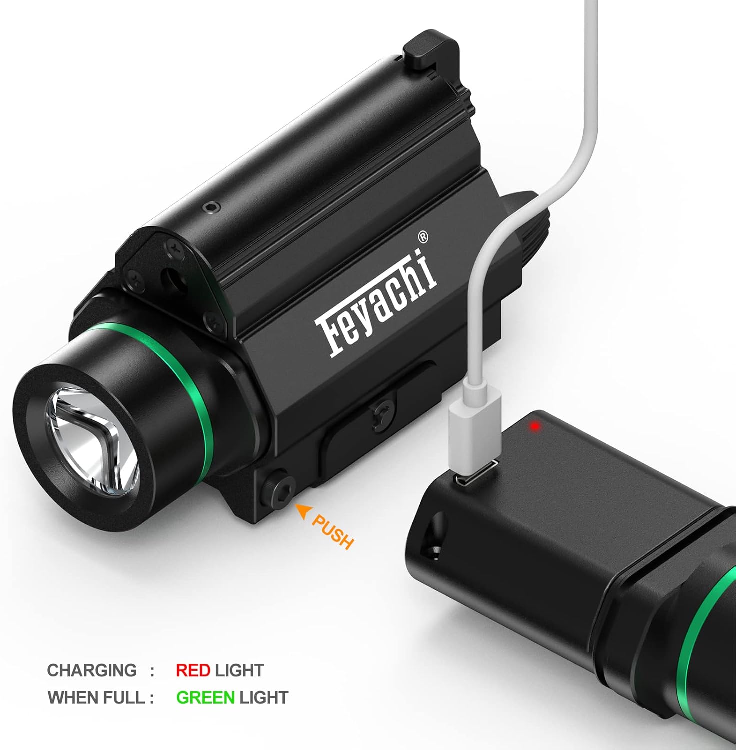 Feyachi LF-68 Green Laser Weapon Light 1000 Lumen LED Flashlight Combo with Picatinny Rail Mount for Pistol Rifle Rechargeable