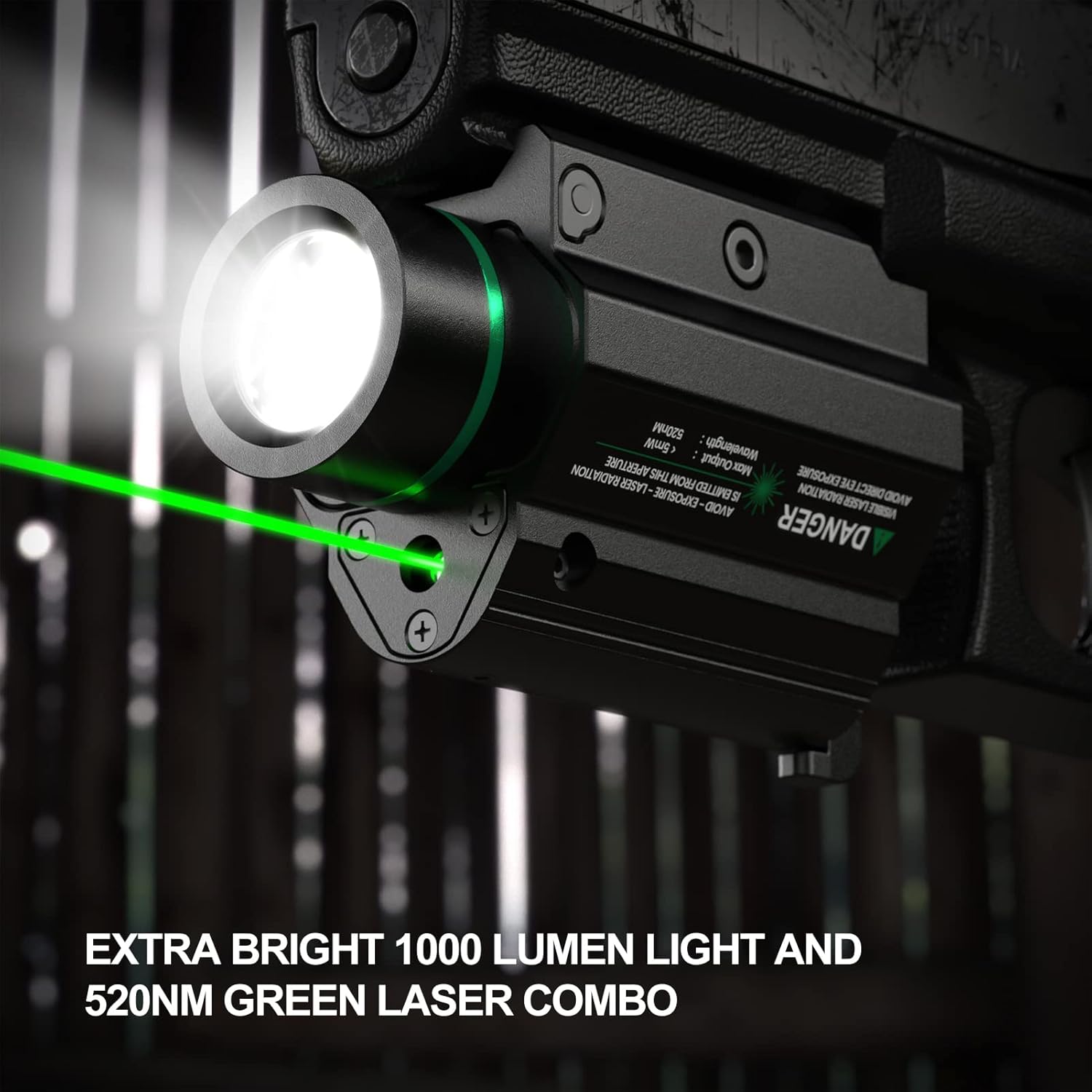 Feyachi LF-68 Green Laser Weapon Light 1000 Lumen LED Flashlight Combo with Picatinny Rail Mount for Pistol Rifle Rechargeable