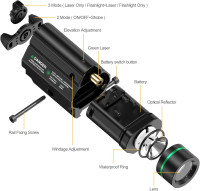 Feyachi LF-68 Green Laser Weapon Light 1000 Lumen LED Flashlight Combo with Picatinny Rail Mount for Pistol Rifle Rechargeable