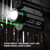 Feyachi LF-68 Green Laser Weapon Light 1000 Lumen LED Flashlight Combo with Picatinny Rail Mount for Pistol Rifle Rechargeable