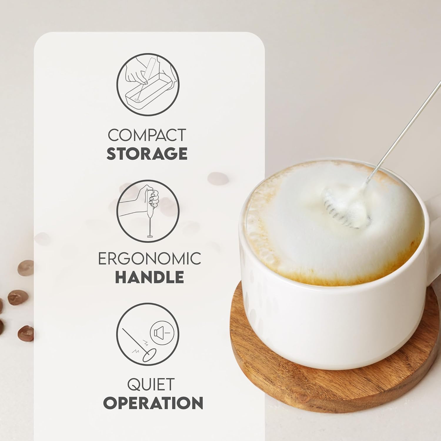 Zulay Kitchen Milk Frother Handheld Battery Operated – Electric Drink Mixer for Coffee, Lattes, Cappuccinos, Matcha & Hot Chocolate – Portable Foam Maker & Coffee Bar Accessory Froth Mate Alpha Black