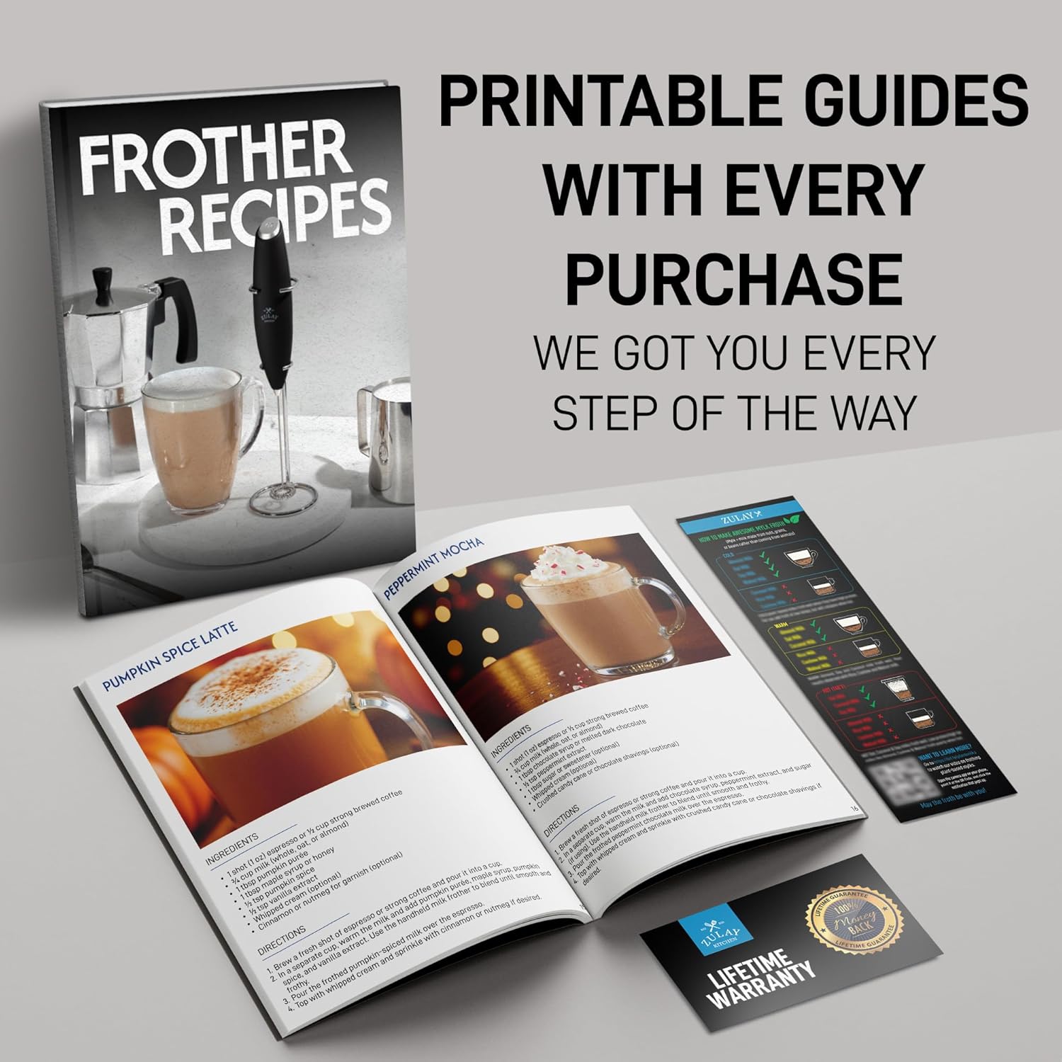 Zulay Kitchen Milk Frother Handheld Battery Operated – Electric Drink Mixer for Coffee, Lattes, Cappuccinos, Matcha & Hot Chocolate – Portable Foam Maker & Coffee Bar Accessory Froth Mate Alpha Black