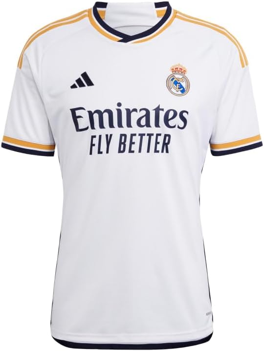 adidas Men's Real Madrid 23/24 Home Jersey - A Sleek and Lightweight Jersey with Gold Accents and Legendary Soccer History Large White