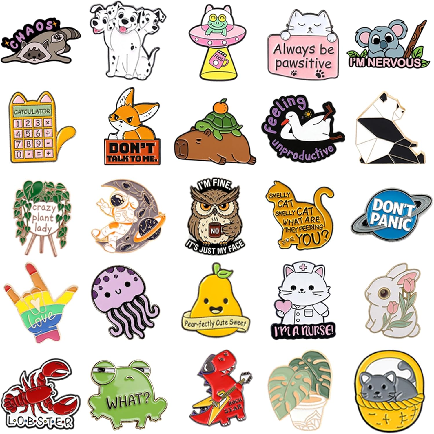20/40/50 PCS Cute Enamel Backpack Pins, Funny Enamel Pins Bulk Set Cool Button Pins Aesthetic Brooch Lapel Pins Anime for Backpacks, Jackets, Hats, Kids, Girls 20pcs