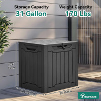 YITAHOME 31 Gallon Resin Deck Box Outdoor Storage Box and Waterproof Package Delivery Box with Lockable Lid for Patio Furniture, GardenTools, Pool Supplies, Black Black 30 Gallon