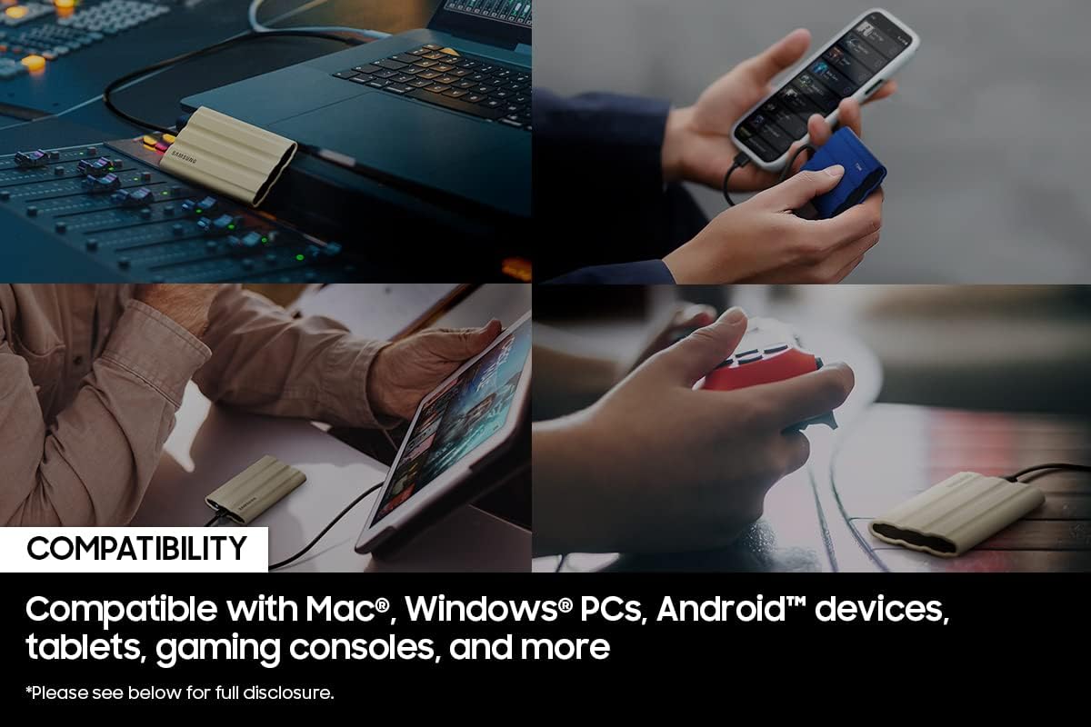 Samsung T7 Shield 4TB Portable SSD - 1050MB/s, Rugged, Water & Dust Resistant, for Content Creators - Black Black 4 TB