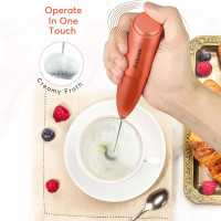 Hand Mixer Milk Frother for Coffee - Dutewo Frother Handheld Foam Maker for Lattes, Electric whisk Drink Mixer Mini Foamer for Cappuccino, Frappe, Matcha, Hot Chocolate, Red 178C